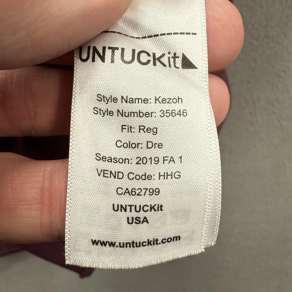 UNTUCKit Kezoh Jacket Mens Large Purple Full Zip‎ Fleece Polyester Casual